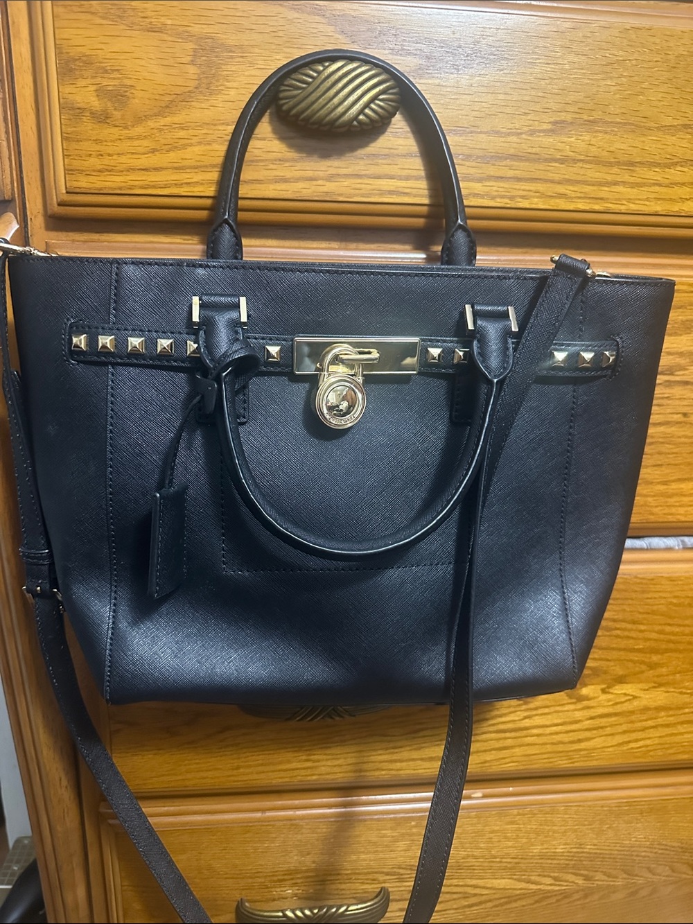 Michael Kors Black Hamilton Traveller Studded Tote